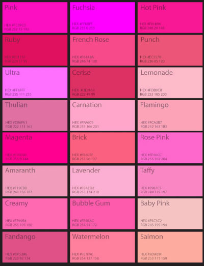 ragam warna pink