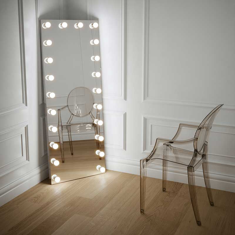 cermin kamar aesthetic lampu